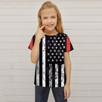 Kali_store djevojčice košulje 4. srpnja ruffle vrhovi za djevojčice okrugli vrat majice majice usa zastava Patriotska