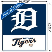 Detroit Tigrovi - plakat s logotipom na zidu s gumbima, 14.725 22.375