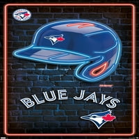 Toronto Blue jace-neonski plakat na zidu s kacigom, 22.375 34