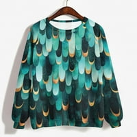 Majice jesen bluza pulover vrhovima modne ženske casual retro Uzorak Geometrijski Print Okrugli vrat raglan s