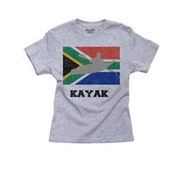 Pamučna Omladinska siva majica za djevojčice sa siluetom Olimpijske zastave Južne Afrike na kajaku