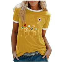 Rasprodaja ženskih labavih vrhova majica s grafičkim printom Majica kratkih rukava pulover s okruglim vratom udobna