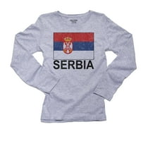 Zastava Srbije-posebna Vintage Ženska majica dugih rukava sive boje u vintage stilu