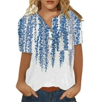 Ženske majice, ležerna bluza s izrezom u obliku slova u, ženske ljetne majice s kratkim rukavima s printom, košulje