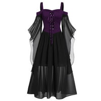 Gotičke haljine za žene s ramena, Leptir rukav, vezanje, tregeri, gotičke haljine za Noć vještica, Vintage srednjovjekovna