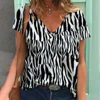 Odjeća za čišćenje pod modnom ženom uzročna V-izreza leopard tiskarska majica kratkih rukava Ljetni vrhovi