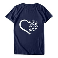 Dyegold Grafičke majice za žene trendovsko srce print kratki rukavi Ljetne košulje casual labave crevenke osnovne