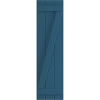 Ekena Millwork 1 8 W 34 H TRUE FIT PVC Tri ploča pridružena ploča-n-batten roleta W Z-Bar, Sojourn Blue