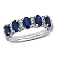 Miabella Ženska 1- CT Sapphire Ct Diamond 14KT bijelo zlato poluvremeni prsten