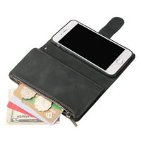 iPhone novčanik, futrola za iPhone, dteck meka kožna kutija s patentnim zatvaračem magnetska kopča horizontalni
