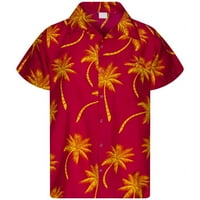 ONHUON Ženska funky havajska košulja bluza prednja popozica lišće cvijeće dlan tisak vrh