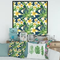 DesignArt 'žuti cvjetovi i tropsko lišće viii' Moderno uokvireno platno zidno umjetnički tisak