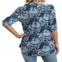 Zodanni majica za žene v vratni vrhovi cvjetni print majica dugi rukav etničke majice ležerne labave pulover ljuljajući