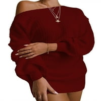 Ženski džemper s ramena pleteni džemper dugih rukava široki pulover džemper gornji dio