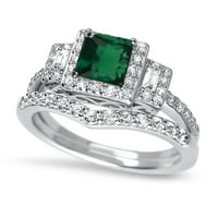 Njegovi i njezini zaručnički prstenovi, vjenčani zaručnički set smaragda i kubnih cirkonija, zaručnički prstenovi