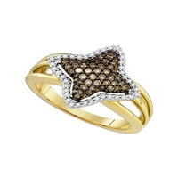 10K žuto zlato sa smeđim dijamantom ženski modni prsten u obliku zvijezde, e-mail
