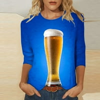 & Modna ženska jesenska odjeća s okruglim vratom s grafičkim printom široka majica s rukavima Bluza ležerni vrhovi