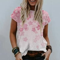 ; / Ženske Ležerne ljetne majice s cvjetnim printom, majica kratkih rukava s okruglim vratom, široka bluza od