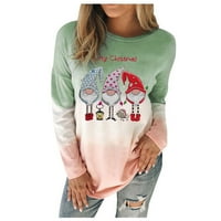 Rukav božićne veličine ženske obojene majice s printom pulover dukserica Plus duga Ženska bluza Ženske pamučne