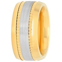 Muški kobalt dvotonski žuti IP Milgrain Wedding Band - Mens Ring