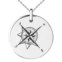 Pomorski kompas s Mjesecom i suncem ugraviran na malom medaljonu, ogrlica od šarma od nehrđajućeg čelika