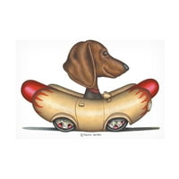 Danny Gordon Art 'Brown Dahshund Hotdog Car' Canvas Art