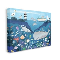 Stupell Industries podvodne divlje životinje Kid's ilustracija morski pas, 40 godina, dizajnirala Carla Daly