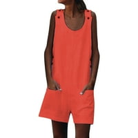 JPLZI ženski modni kratak kratki rukavi bez rukava u vratu kratke hlače Jumsuits s poccketom