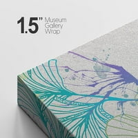 Pixonsign Canvas Print zidna umjetnost zelena i plava cvjetna linija Art Botanic Wilderness Ilustracije Moderna