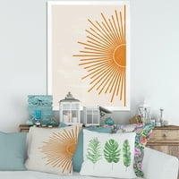 DesignArt 'Orange Sun Print na Beige I' Moderni uokvireni umjetnički tisak