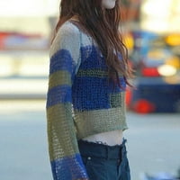 Pleteni džemper s prugastim pletenicama, šik ženski široki puloveri, vrhovi