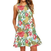 Haljine za žene Rasprodaja ljetnih haljina Ženska cvjetna haljina na plaži bez rukava ležerni džepovi Boho haljina