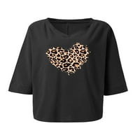 Ženska majica za Valentinovo s rukavima i bluzom u obliku slova u obliku slova Crna 3 inča