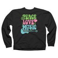 Svijet-Ljubav-Glazba Crna grafička majica s okruglim vratom-dizajn Iz e-maila