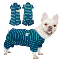 Odjeća za pse pidžama za pse s prugama na nogama, kombinezon za pse, mekana pamučna ljetna Muška plava,