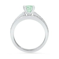 Dijamant okruglog reza s imitacijom zelenog dijamanta od bijelog zlata od 18 karata s umetcima za medeni mjesec