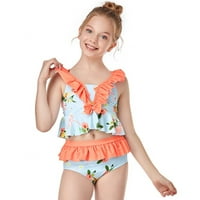 Kupaći kostimi za djevojčice u dobi od 2 godine, dvodijelni tank s volanima i cvjetnim kupaćim kostimima kupaći