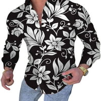 Muške košulje, košulja od tunike s dugim rukavima, Gornji dijelovi na kopčanje, udobna bluza u ležernom blagdanskom