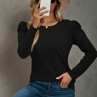 Ženski vrhovi dugi rukavi Čvrsta bluza casual žena modni modni čamac majice crne m