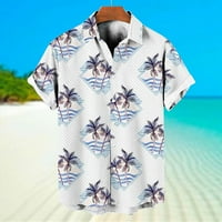 Muškarci modna bluza gornji tropski stil print Hawaii ljeto odbijte košulju s ovratnikom casual muški labavi rever