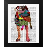 Fab Funky Black Modern Framed muzejski umjetnički tisak pod nazivom - Staffordshire Bull Terrier - Patchwork