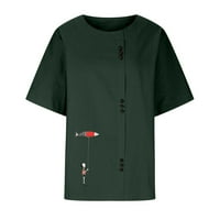 Yyeselk trendi grafičke majice gumb Down Casual Crew Neck Pamuk i latna ugodna bluza kotrljaju manžetni kratki