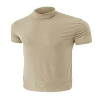 Glonme muški majica majica s visokim vratom majice solidne boje ljetni vrhovi praznična ležerna bluza vitka fit