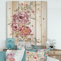Designart 'Bouket od ljubičastog i ružičastog cvijeća III' Farmhouse Print na prirodnom borovom drvetu