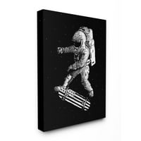 Stupell Industries Space Skateboard Klizanje astronaut USA zastave platna zidna umjetnička umjetnička dizajna
