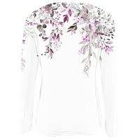 Wyongtao ženski boho vrhovi i bluze dugih rukava Odjeljni košulje cvjetni tisak radna bluza bijela m m