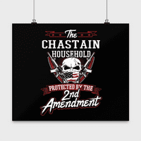 Poster s prezimenom Chastain - kućanstvo zaštićeno 2. drugim amandmanom-personalizirani pokloni za ljubitelje