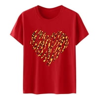 Majica za Valentinovo Ženska majica s leopard printom srca obična ležerna majica kratkih rukava