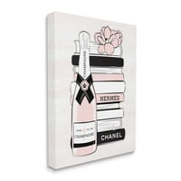 Stupell Industries Pastel Scakted Books Champagne polirani glamur Emblem Grafička umjetnička galerija zamotana