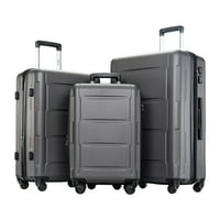 Skyland set prtljage, ručni, tvrdoglav proširivi kofer s spinner kotačima i tsa brava, siva